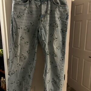 Wild Fable Light Blue Floral Wide Leg Jeans